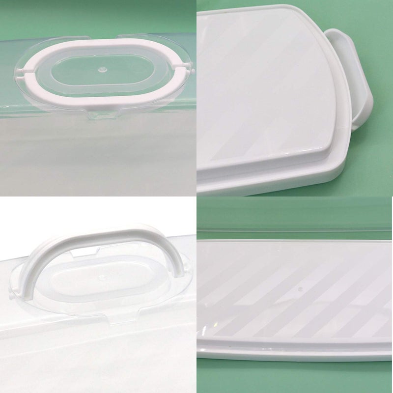 FEOOWV Portable Plastic Rectangular Loaf Bread Box with Transparent Lid, Bread Keeper for Carrying and Storing Loaf Cakes,Banana Bread,Pumpkin Bread,Quick Breads (White) - Image 5